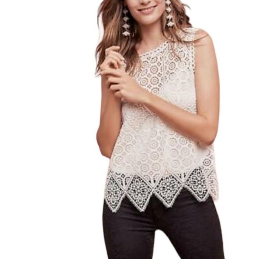 Anthro Deletta lace blouse top small *C - Picture 1 of 8